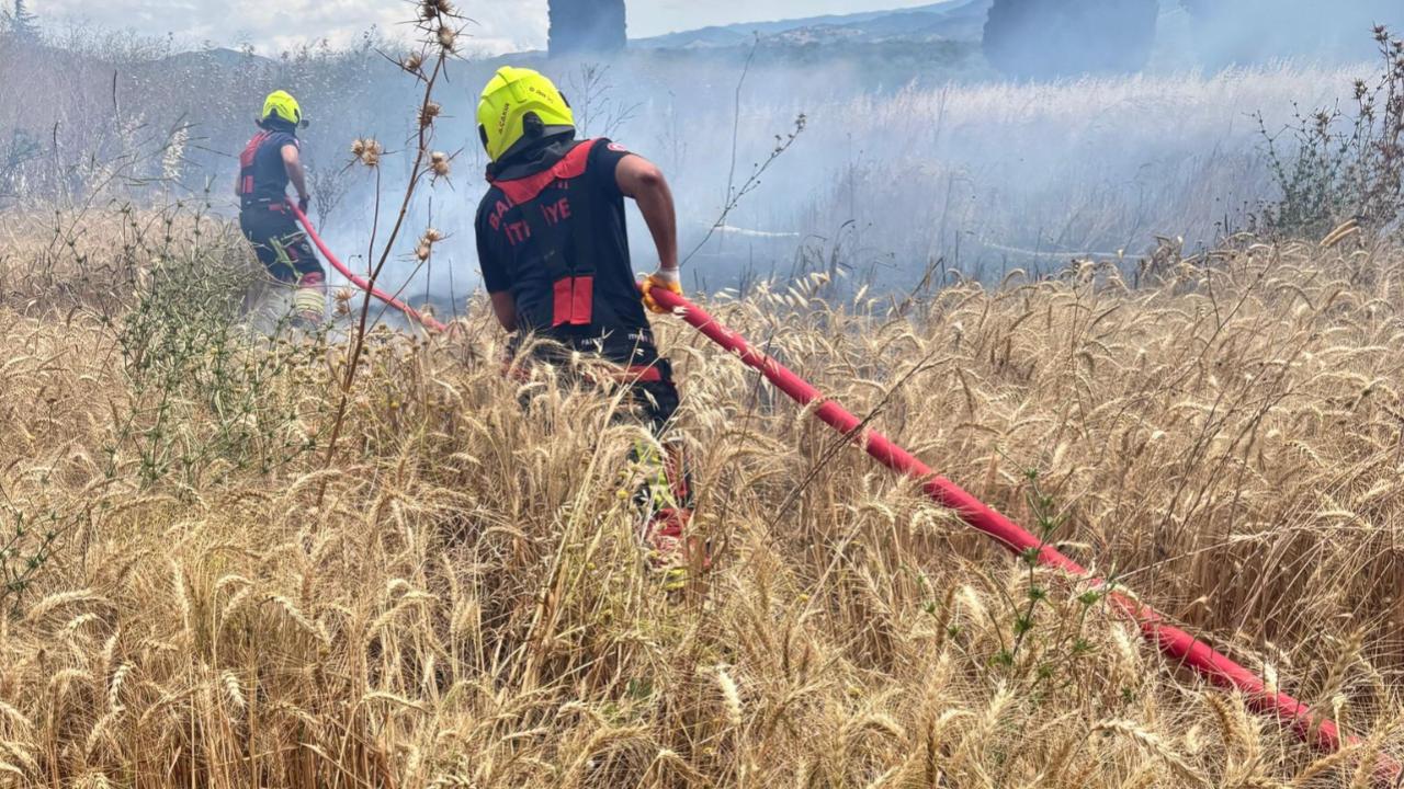 Balıkesir'de 20 dönüm buğdayın küle dönmesi önlenemedi
